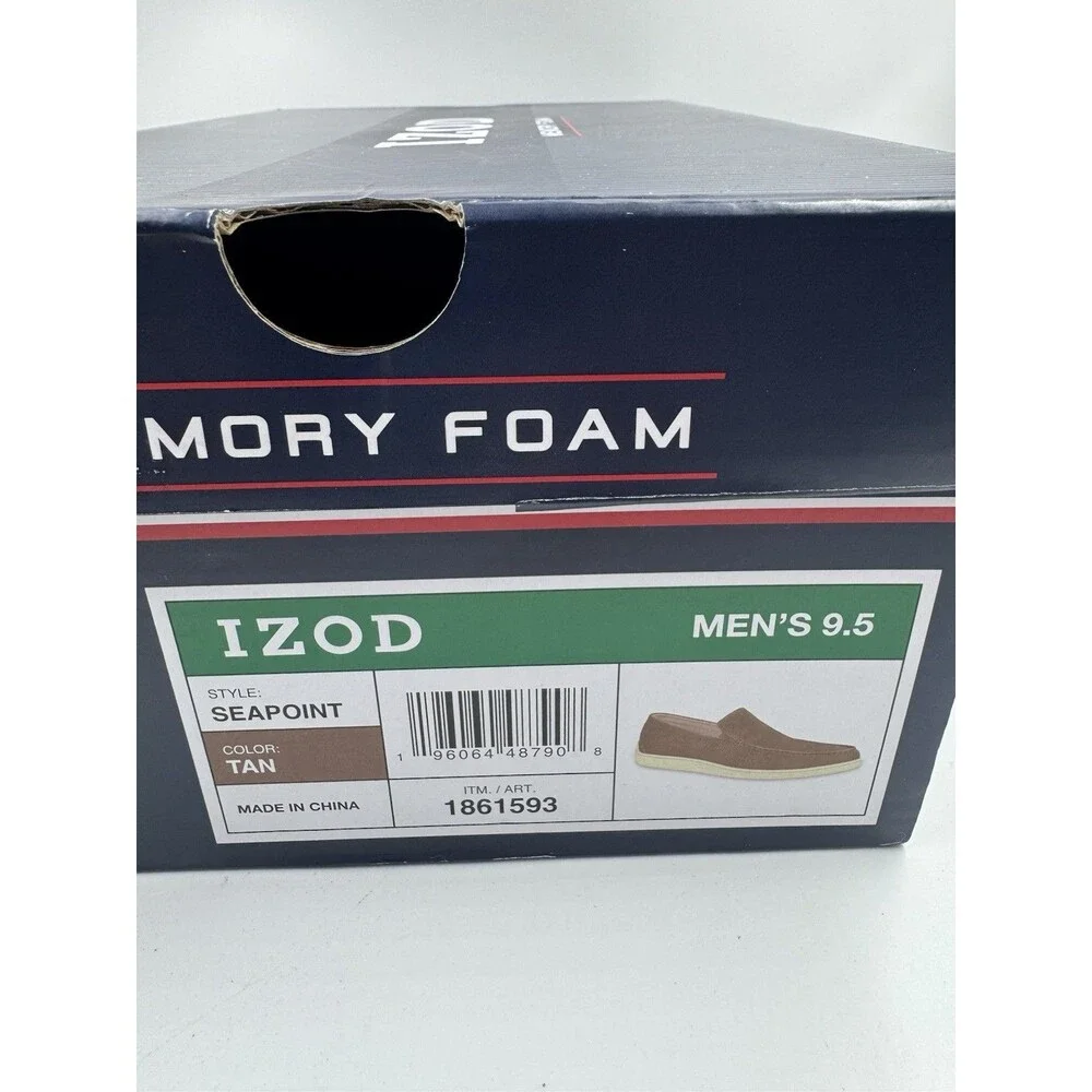 Izod Mens Seapoint Sneaker Loafer Slip On Shoe Size 9.5 Tan- Brown New